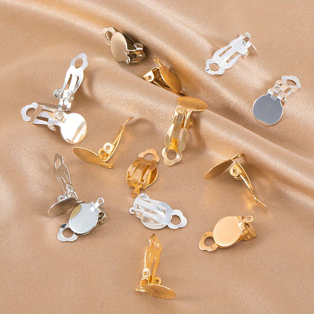 50pcs Fashion Frog Round Blank Ear Clip Base, DIY Supplies